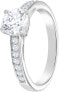 Swarovski Damen Ring Attract Ring, Rundschliff, Pavé, Weiß, Rhodiniert 58 5032922