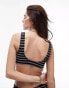 Topshop mix and match crinkle stripe tank bikini top in monochrome