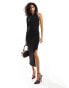 Mango cut out knitted maxi dress in black