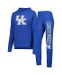 Women's Heathered Royal Distressed Kentucky Wildcats Long Sleeve Hoodie T-shirt and Pants Sleep Set