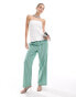 Mango straight leg stripe trousers in green and blue