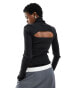 Calvin Klein Jeans 2 in 1 cut out tight sweater in black