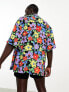 ASOS DESIGN oversized revere longline bowling shirt in bright floral print