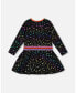 Little Girls Foil Black Printed Stars Dress - Toddler|Child