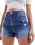 New Look mom denim shorts in mid blue