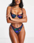 South Beach scoop high leg bikini bottom in abstract multi print