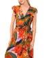 Women's Short Sleeve Wrap Front Maxi Dress