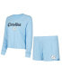 Women's Light Blue North Carolina Tar Heels Team Color Long Sleeve T-shirt and Shorts Set