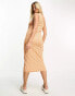 Mamalicious Maternity one shoulder jersey midi dress in textured orange