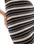 Nobody's Child textured knitted midi dress in black and white stripe