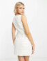 Miss Selfridge bridal boucle pinny dress with pearl details in white