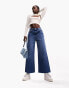 ASOS DESIGN cropped wide leg jean in mid blue