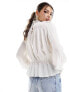 & Other Stories high neck long sleeve blouse with puff sleeves in soft white