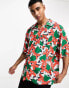 GANT short sleeve rever collar relaxed fit viscose floral print shirt in green multi