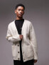 Topman lambswool long length cardigan in ecru