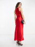 & Other Stories bias cut satin midi dress in red