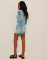 NA-KD long sleeve mesh mini dress in multi colour stripe