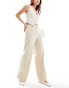 Mango slouchy straight leg tailored trouser in beige