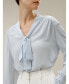 Women's Silk V-neck Ribbon Blouse