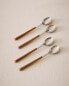 Pack of dessert spoons with wood-effect handles (set of 4)