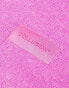 COLLUSION Unisex fluffy knit logo scarf in pink