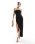 ASOS DESIGN scuba bandeau extreme split maxi dress in black