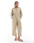 Mango oversized boilersuit in tan