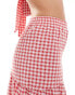 Reclaimed Vintage maxi asymmetric tiered skirt co ord in red gingham