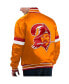 Men's Orange Distressed Tampa Bay Buccaneers Gridiron Classics Home Game Satin Full-Snap Varsity Jacket