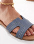 New Look cut out flat sandal in blue denim