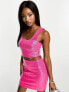 Commando co-ord sequin crop top in bright pink