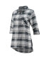 Женская пижама Concepts Sport Womens Charcoal, Gray Carolina Panthers Accolade Flannel Long Sleeve Button-Up Nightshirt