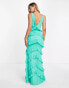 Pretty Lavish tiered ruffle midaxi dress in green