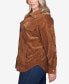 Plus Size Button Up Solid Pincord Jacket