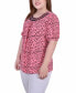 Plus Size Short Puff Sleeve Sheer Inset Top