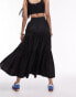 Topshop co-ord taffeta tiered maxi skirt in black