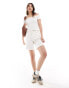 ASOS DESIGN off shoulder short sleeve top with lace trim in white