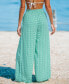 Women's Green Ditsy Tassel Tie Wide Leg Pants