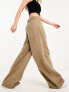 Stradivarius super wide leg jean in faded brown vintage wash