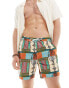 ASOS DESIGN swim shorts in mid length in bright patchwork print