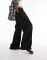 Topshop co-ord linen-blend wide leg trouser in black