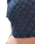 Something New Denim textured crop top co-ord in indigo blue wash