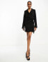 Extro & Vert Tall drape tie side blazer dress in black