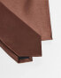 ASOS DESIGN satin slim tie and pocket square in brown