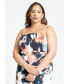 Plus Size Printed Satin Bias Dress