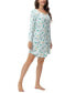 Women's Long Sleeve Henley Sleepshirt Nightgown