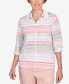 Women's English Garden Stripe Split Sleeve Button Down Shirt