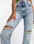 COLLUSION x005 straight leg jeans with bleach detail in blue