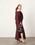 ASOS EDITION Curve satin slouchy off shoulder maxi dress in burgundy