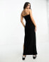 ASOS DESIGN slinky sheer cut out maxi dress in black